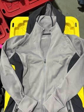 Under Armour Women's Light Gray and Black Full-Zip Hooded Performance Jacket
